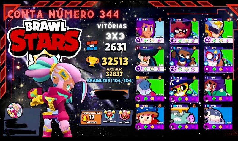 TODOS BRAWLERS KAZE STEAMPUNK. CONTA BRAWL MUITAS SKINS.