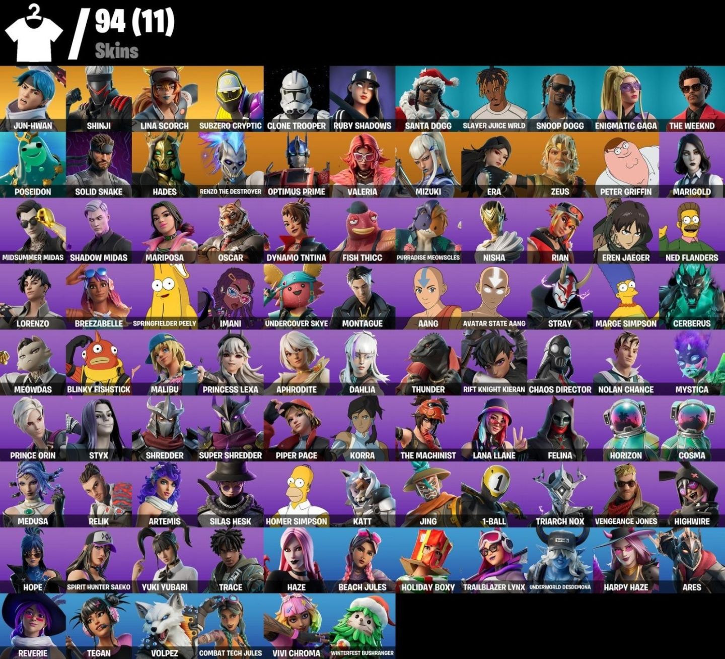 Conta Fortnite com muitas skins e items especiais.