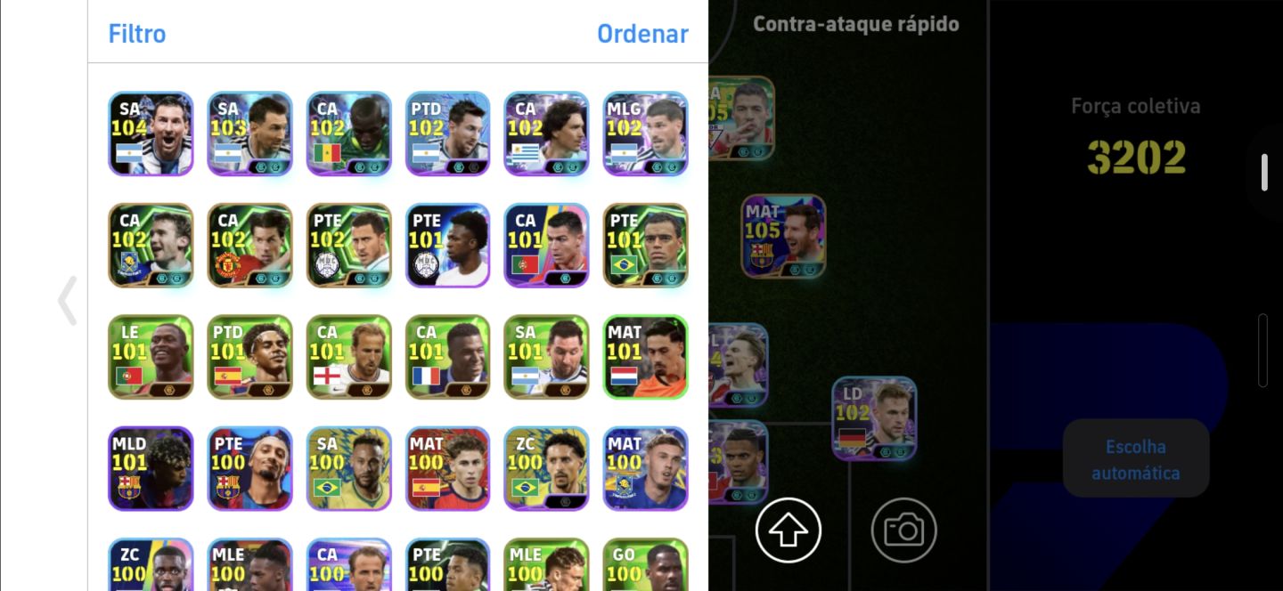 CONTA eFOOTBALL 3202 FC | MESSI 105 + ELENCO 102105 | CONTA MUITO FORTE