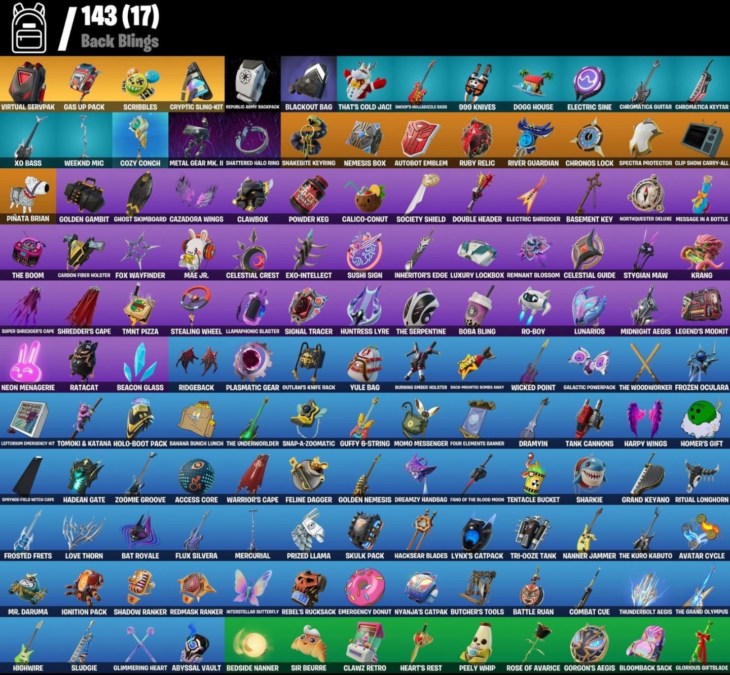 Conta Fortnite com muitas skins e items especiais.