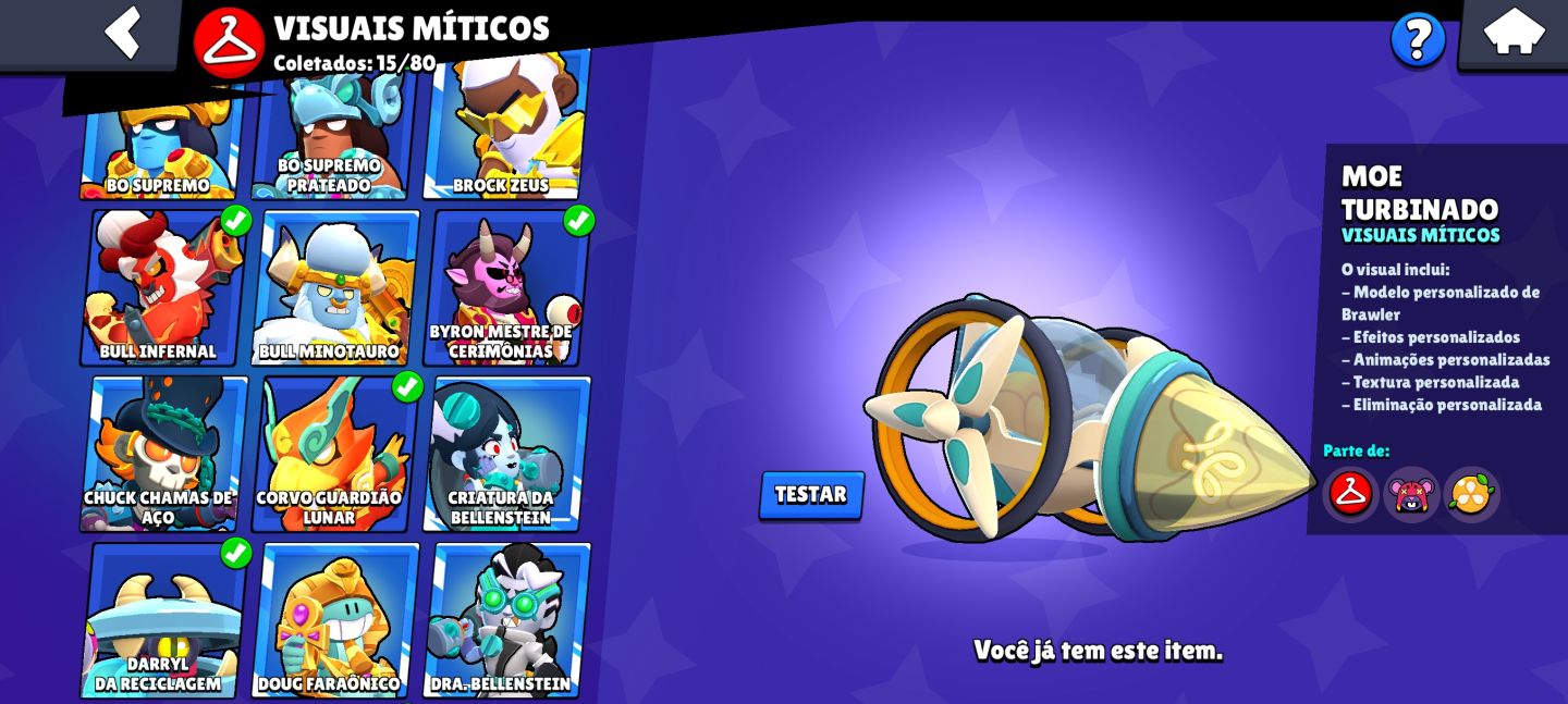 Possui 103 brawlers, mais de 250 skins, 30 brawlers full, Full acesso!!