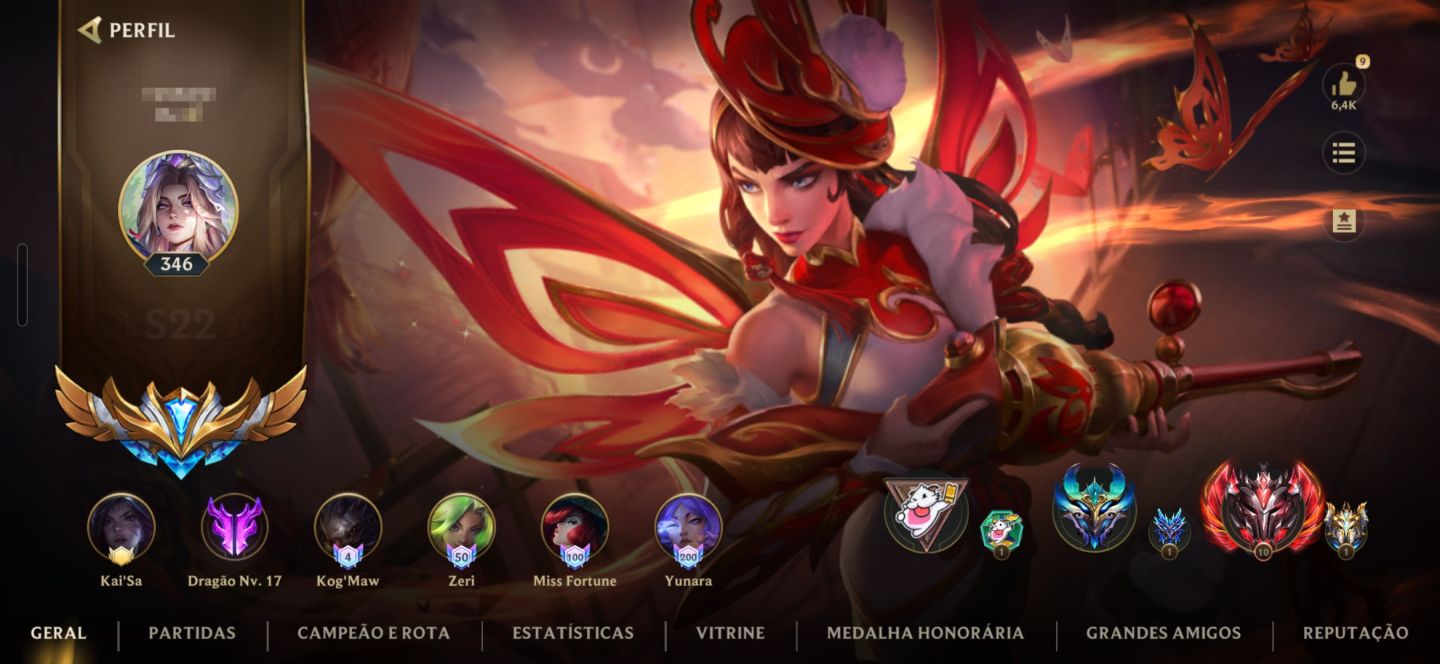 Conta wildrift mono adc, 1x monarca, 3x desafiante e com várias skins