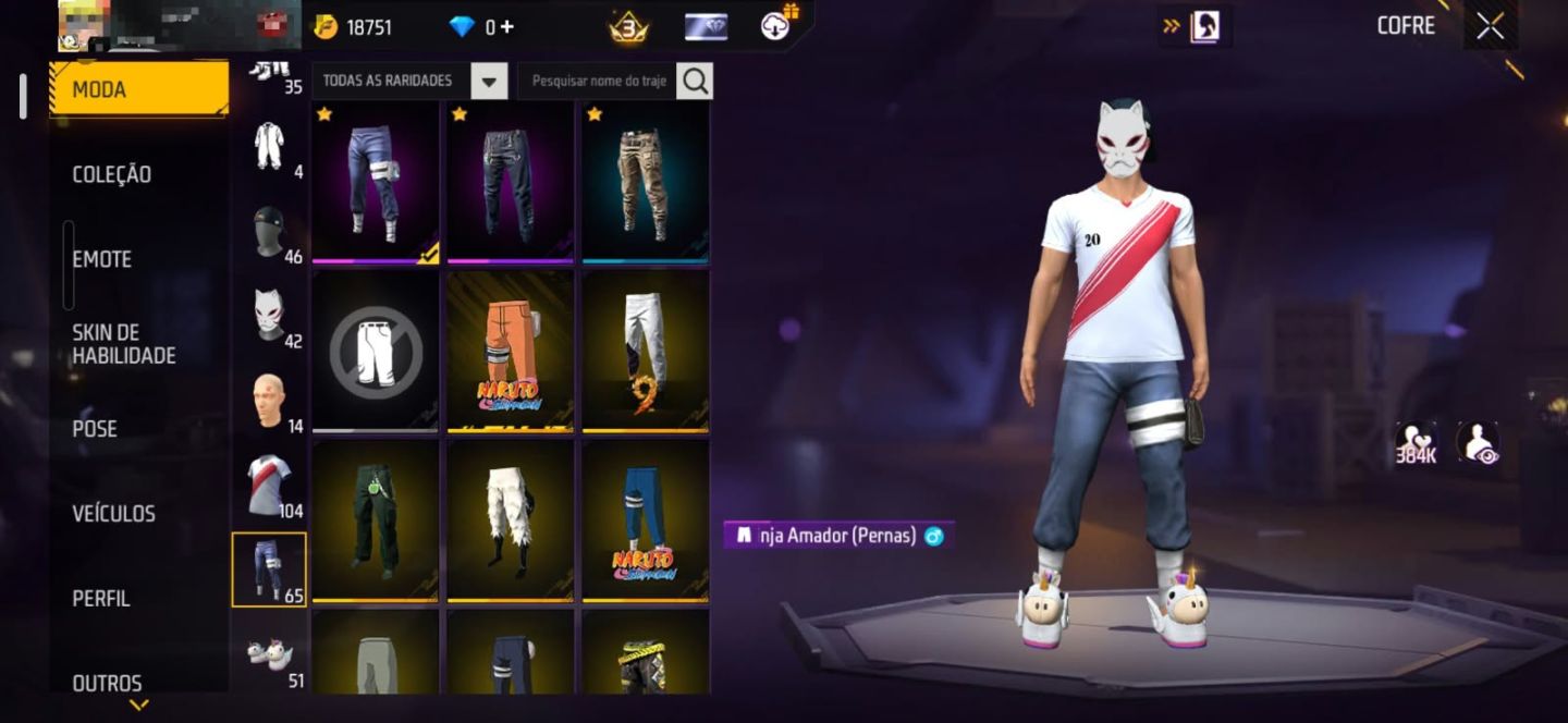 CONTA DE FREE FIRE COM NARUTO