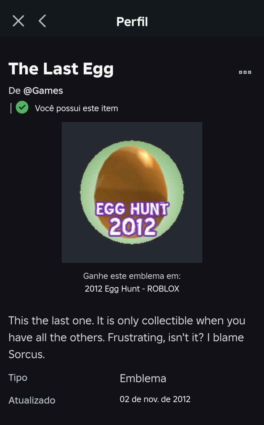 Conta ROBLOX de 2008 | Seguida pelo BUILDERMAN | Ovo Exclusivo EGG HUNT 2012