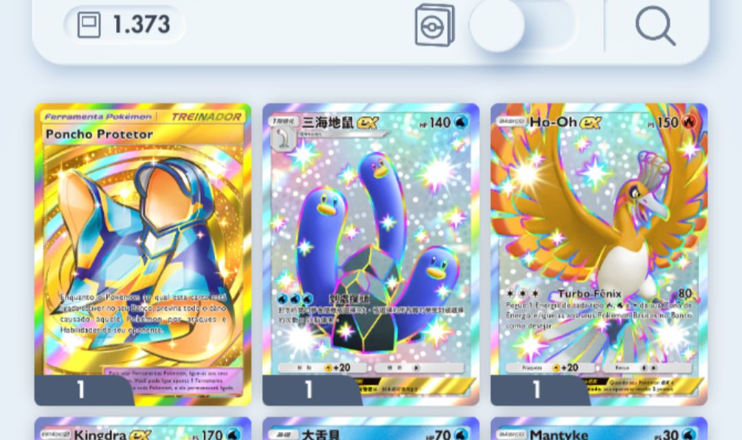 Conta Pokémon TCG - NV 19 com mais de 1,3k cartas com Poncho dourado e mto mais!