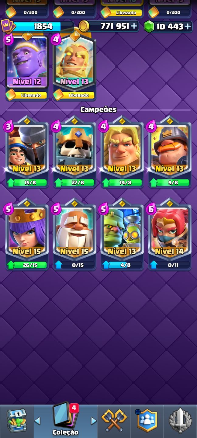 Conta Clash Royale nv. de coleção 1854 (Torre do rei 16)!!!!