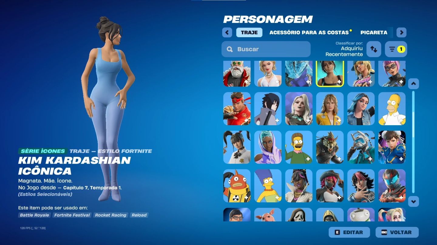 Conta Fortnite com Lara Croft e varias skins tryhard