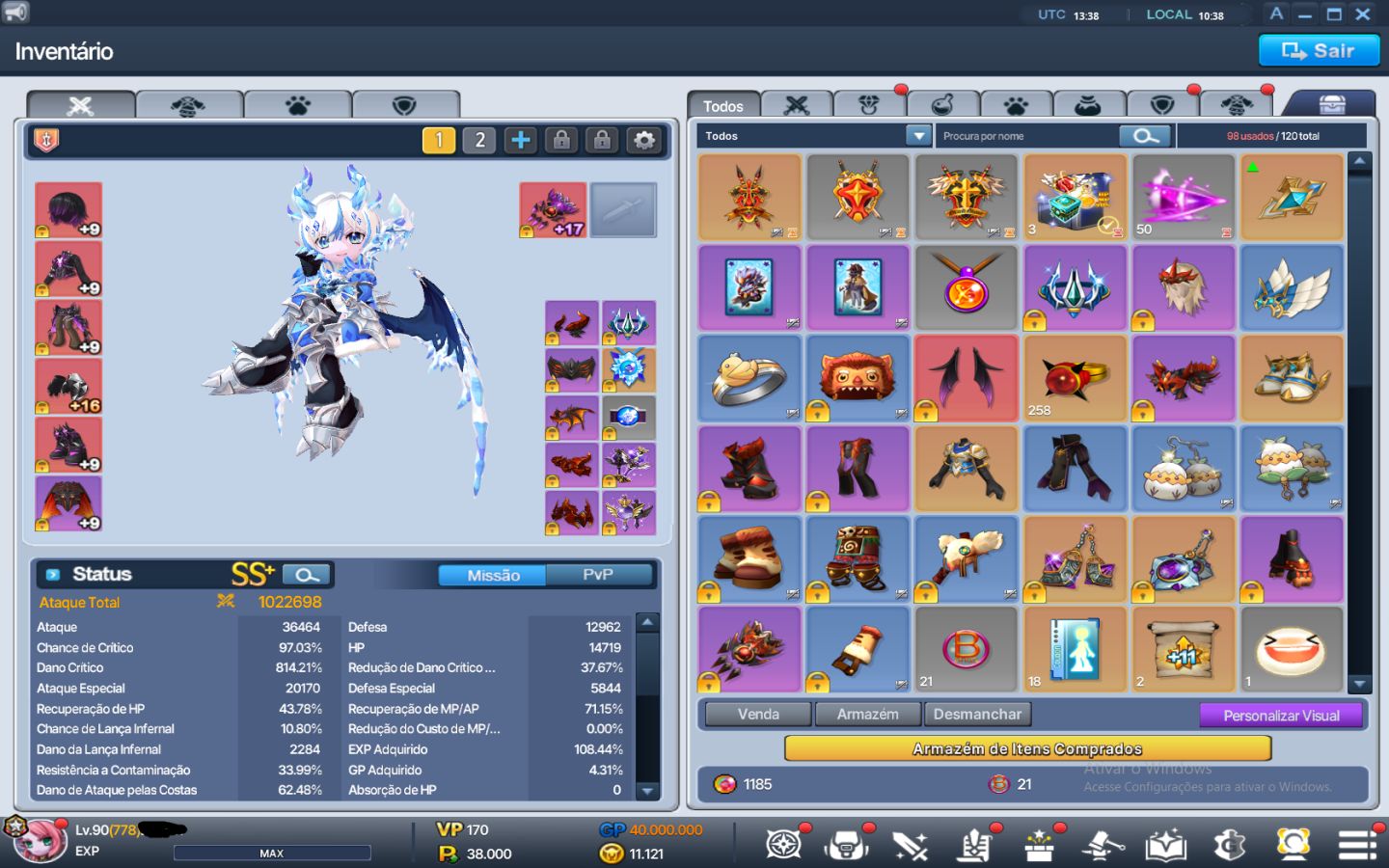 Conta CLV 778 | Zero 8,1KK | 21 personagens 1KK+ 4 800k+ | Maioria com SR