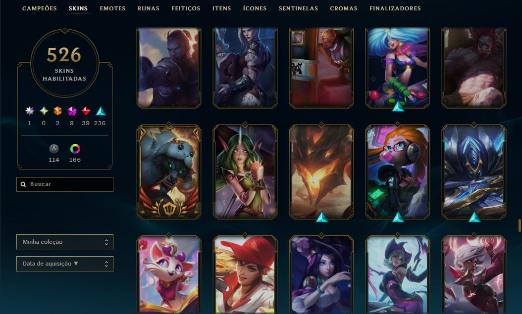 Conta de Colecionador - Black Alistar, UFO Corki, Ahri do Faker e +