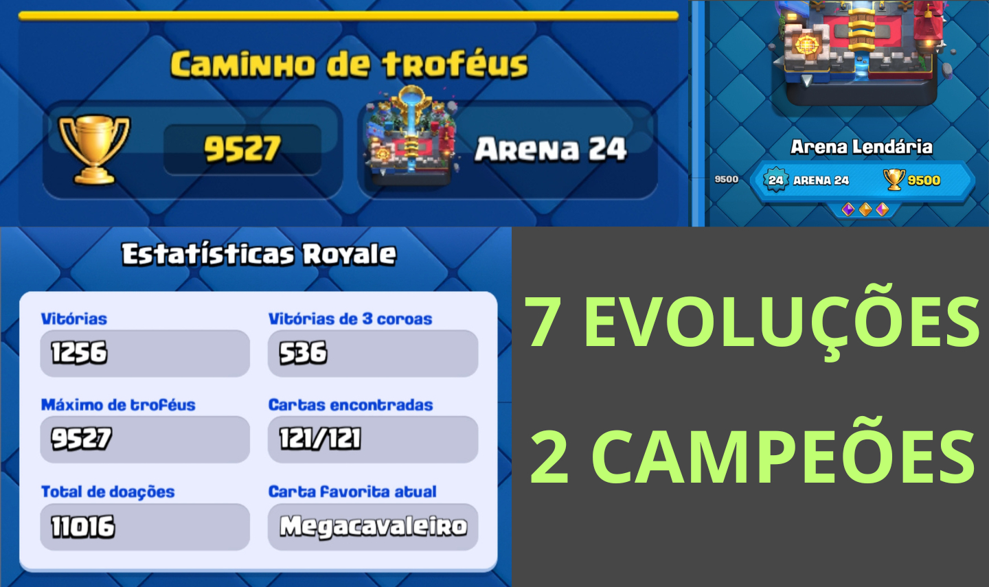 LVL 52 | ARENA 24 | 7 EVOLUÇÕES | 9,527 TROFÉUS. | Conta Clash Royale
