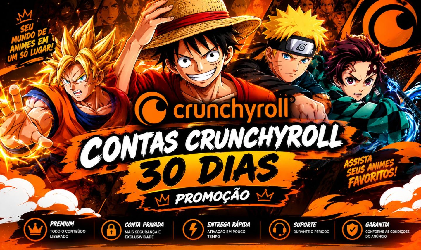 CRUNCHYROLL PREMIUM MEGA FAN TELA PRIVADA 30 DIAS
