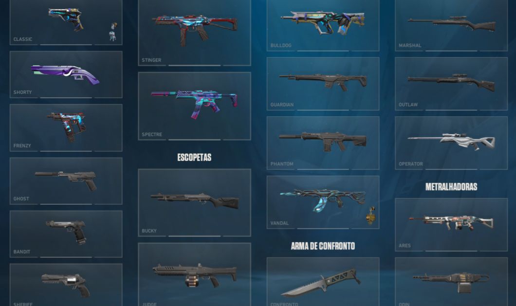 Conta valorant varias skins, 300$ gastos sem competitivo com facas e outras skin