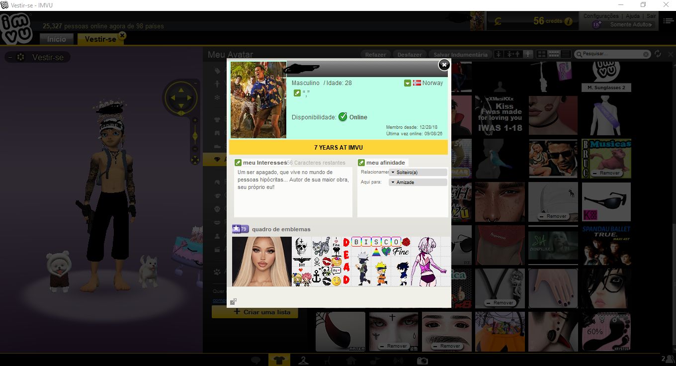 CONTA IMVU MASCULINA