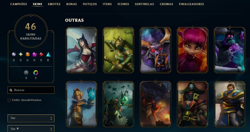 CONTA PLATINA 3 / 12 SKINS / GAREN CRIADOR MITICO / TALON VELHO OESTE / 4.6K EA