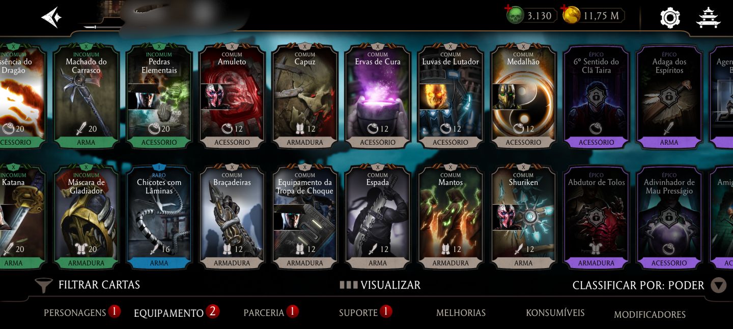 Conta de Mortal Kombat mobile diversos personagens diamante