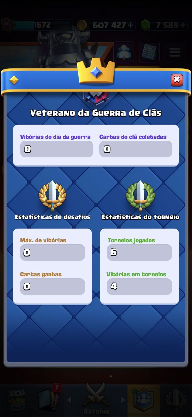 Conta CRL Nível 16 Máx | 7.500 Gemas | Todas as Cartas | Conta Raríssima