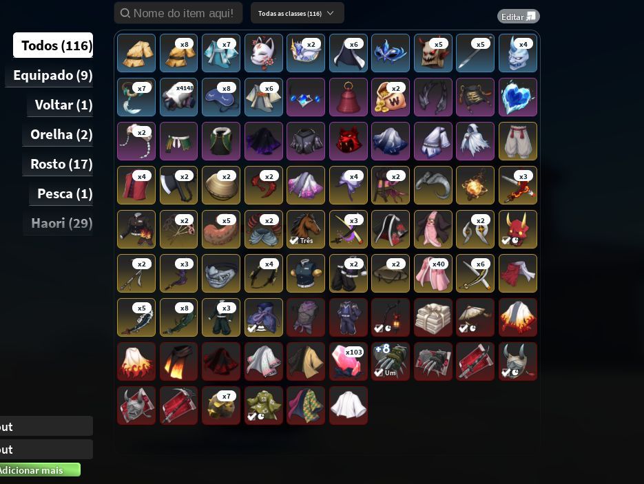 Conta com Garra Nightfall T3, Mascara Nightfall T1, art do akaza (end game)