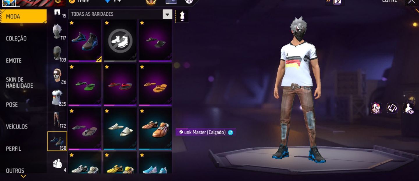 Conta de free fire com sombra roxa, aventureiro, coelhao e muita coisa antiga