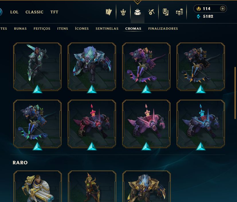 SKIN SHACORINGA + [ QUASE 130 SKINS HABILITADAS ] + 10 SKINS VITORIOSAS RARAS!!!