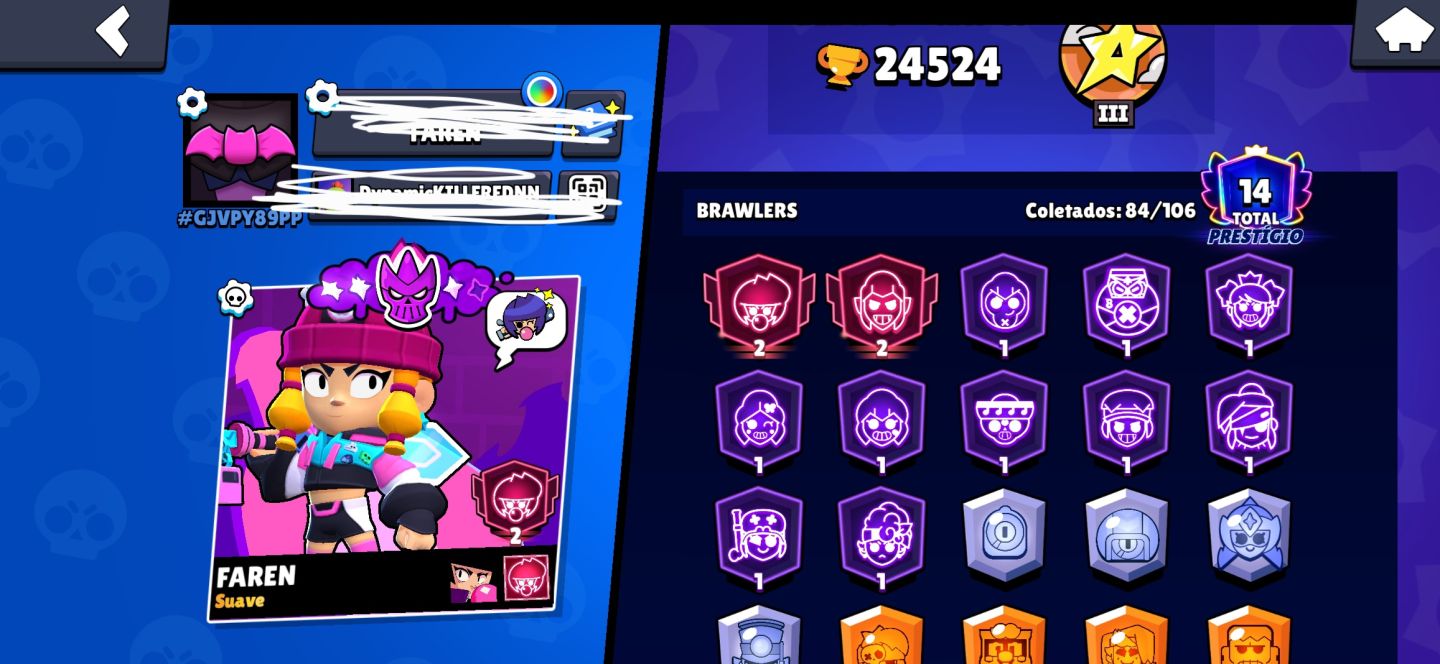 CONTA BRAWL STARS 24k troféus, várias skins ( lendárias, evento, miticas)