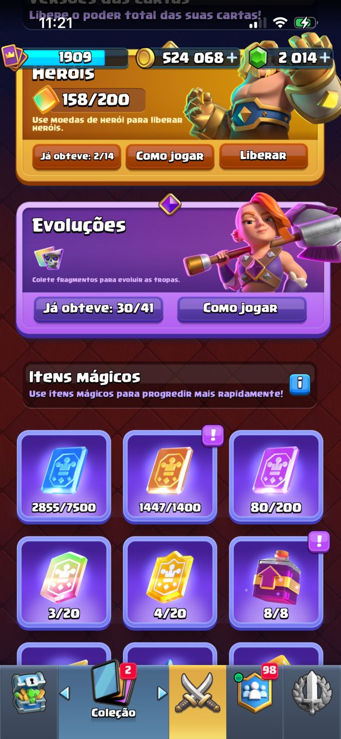 CONTA CLASH ROYALE, COM CARTAS EM NÍVEL COMPETITIVO E GEMADA, E-MAIL PD