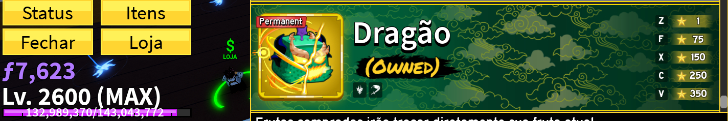 Conta LVL 2600 com 6 Frutas Perm + CDK + TTK + SQ + Dark Blade