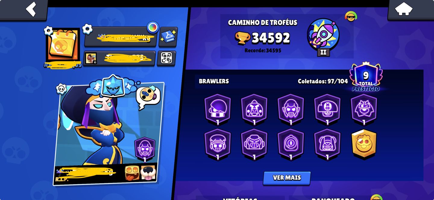 CONTA BRAWL STARS | 34 MIL TROFEUS | 25 POWER 11 | DIVERSOS BRAWLERS NIVEL 1000+