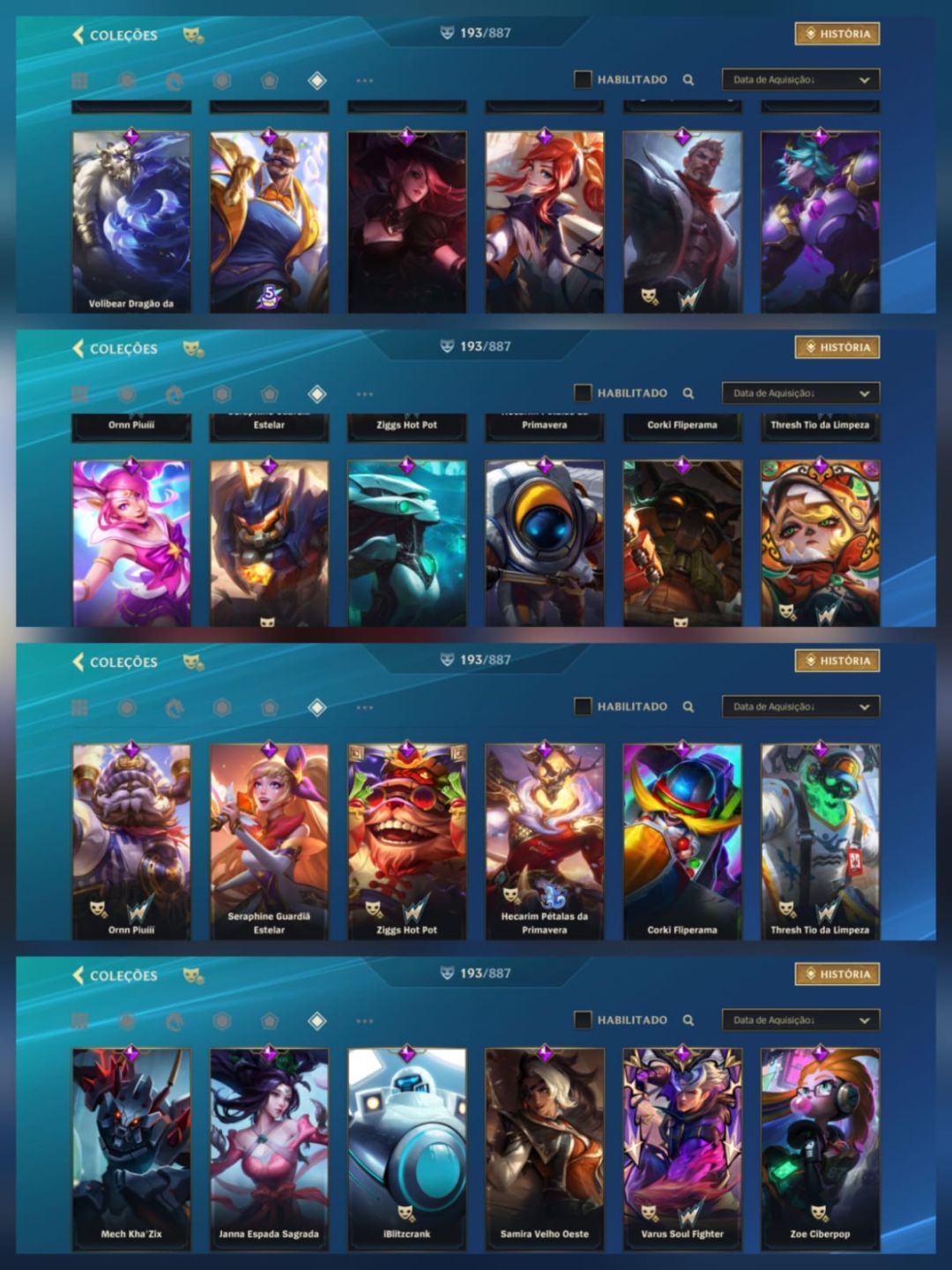 CONTA WILD RIFT | 193 SKINS | 41,3K COLEÇÃO | MÍTICA + CROMA MÍTICO | GLORIOSAS