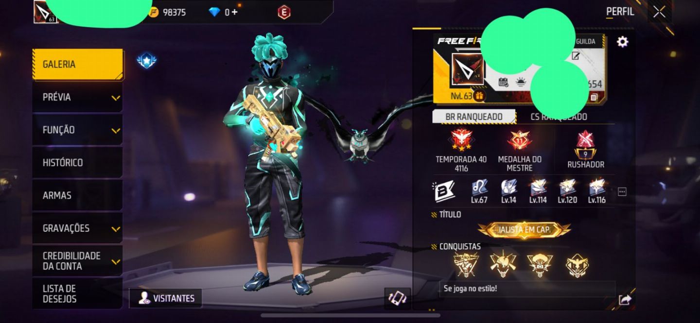 CONTA FREE FIRE GEMADA LVL 64