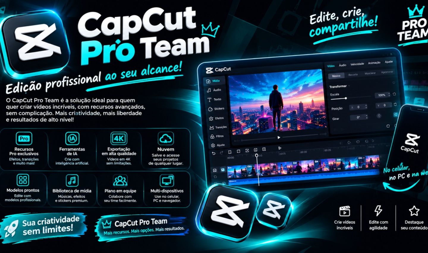 CAPCUT PRO TEAM - ACESSO PREMIUM