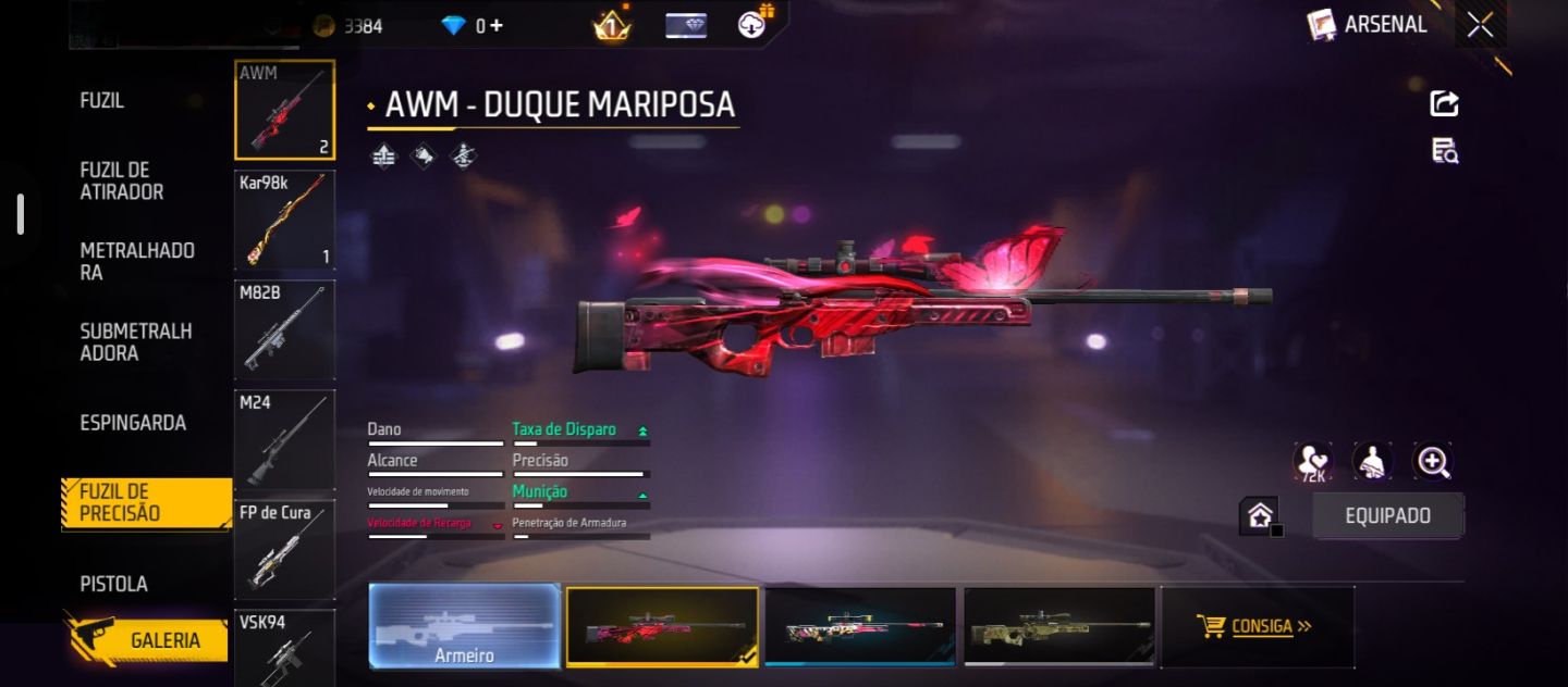 Conta de Free fire nível 45 muito rara com 2 armas evolutivas