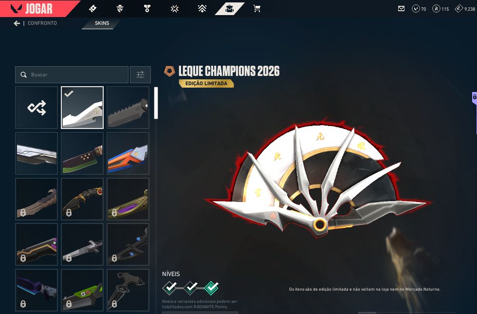 CONTA VALORANT COM PACOTE CHAMPIONS 2026, VANDAL, PHANTON, OP E SPECTRE