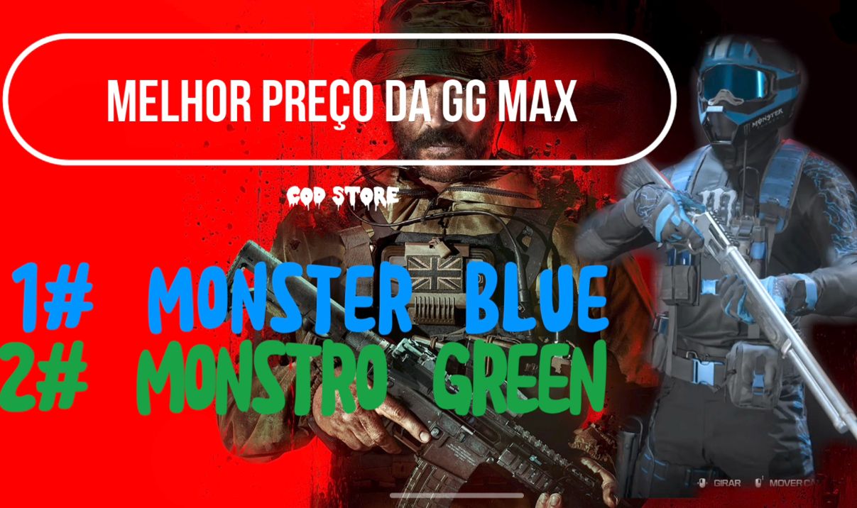 Combo 2 Skins monster para call of duty mw3/warzone o mais barato da GG MAX