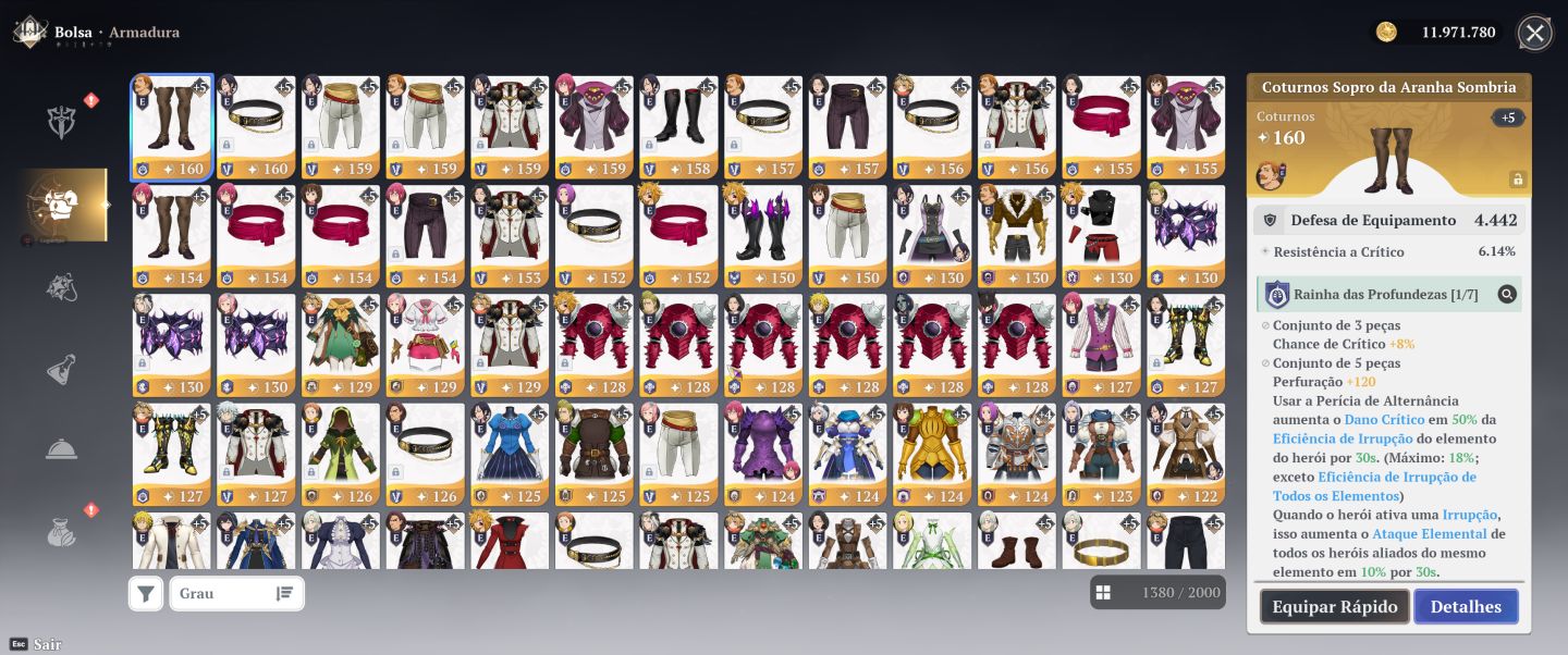 7DS ORIGIN | CONTA END GAME 26/26 PERSONAGENS | FULL BUILD | 25K FRAGMENT