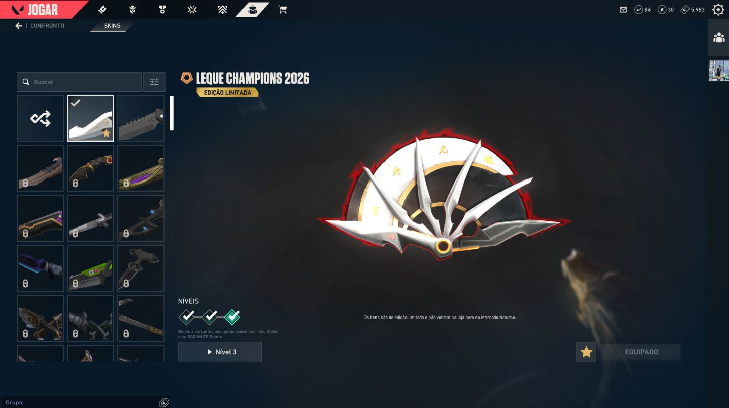 CONTA COM PACOTE CHAMPIONS E VANDAL GAIA (LER DESCRICAO)