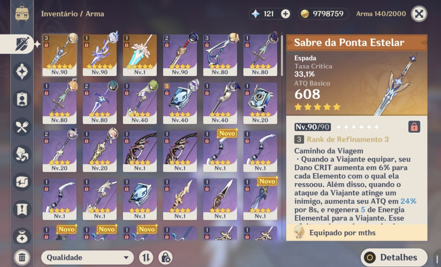Conta genshin skirk c2r1 e escoffier c1r0
