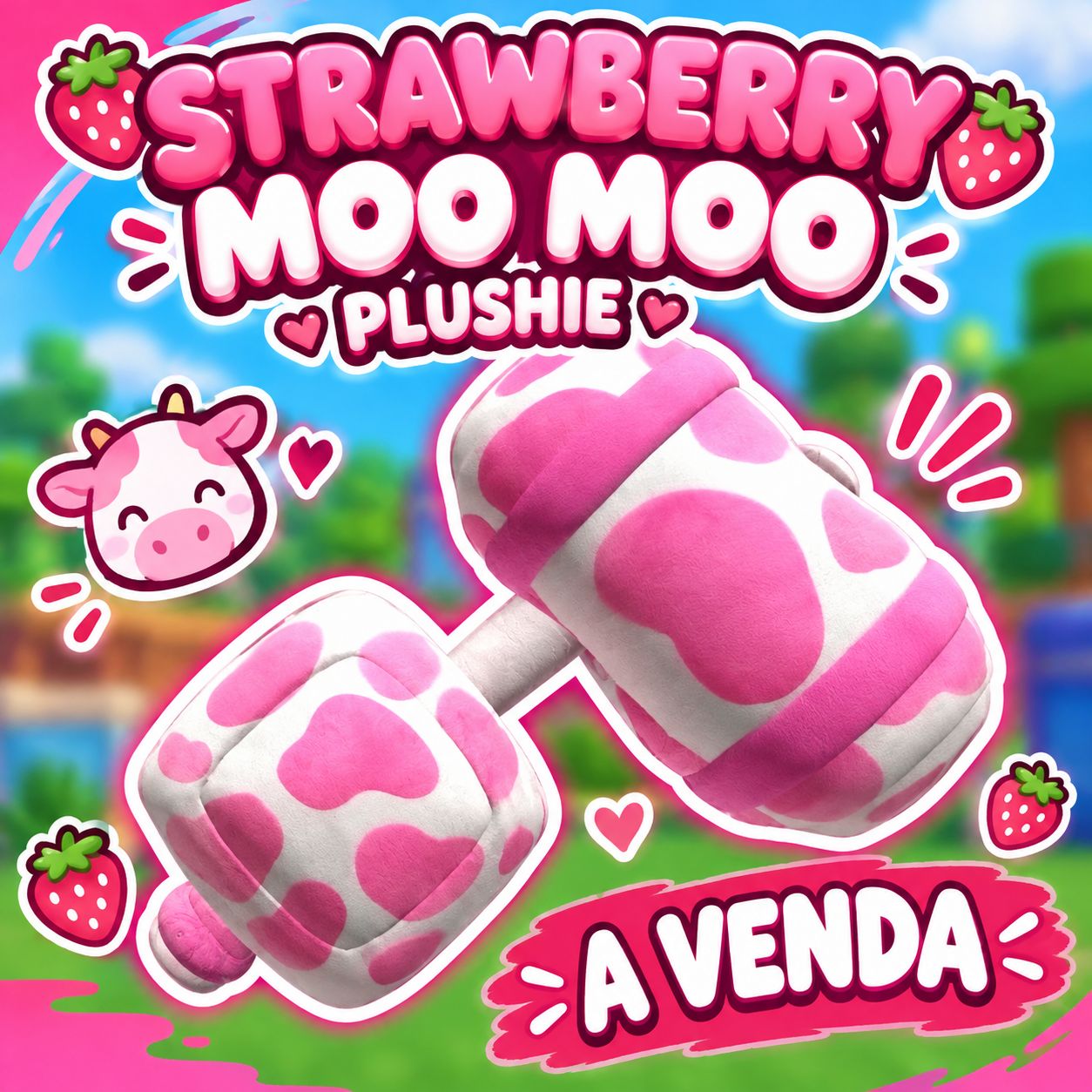 STRAWBERRY MOO MOO PLUSHIE - MAIS BARATA DA GGMAX