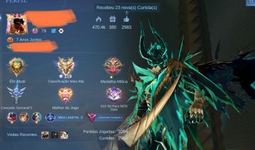 CONTA (MOBILE LEGENDS)133 PERSONAGENS +200K MOEDAS E TODOS OS EMBLEMAS LEVEL MAX