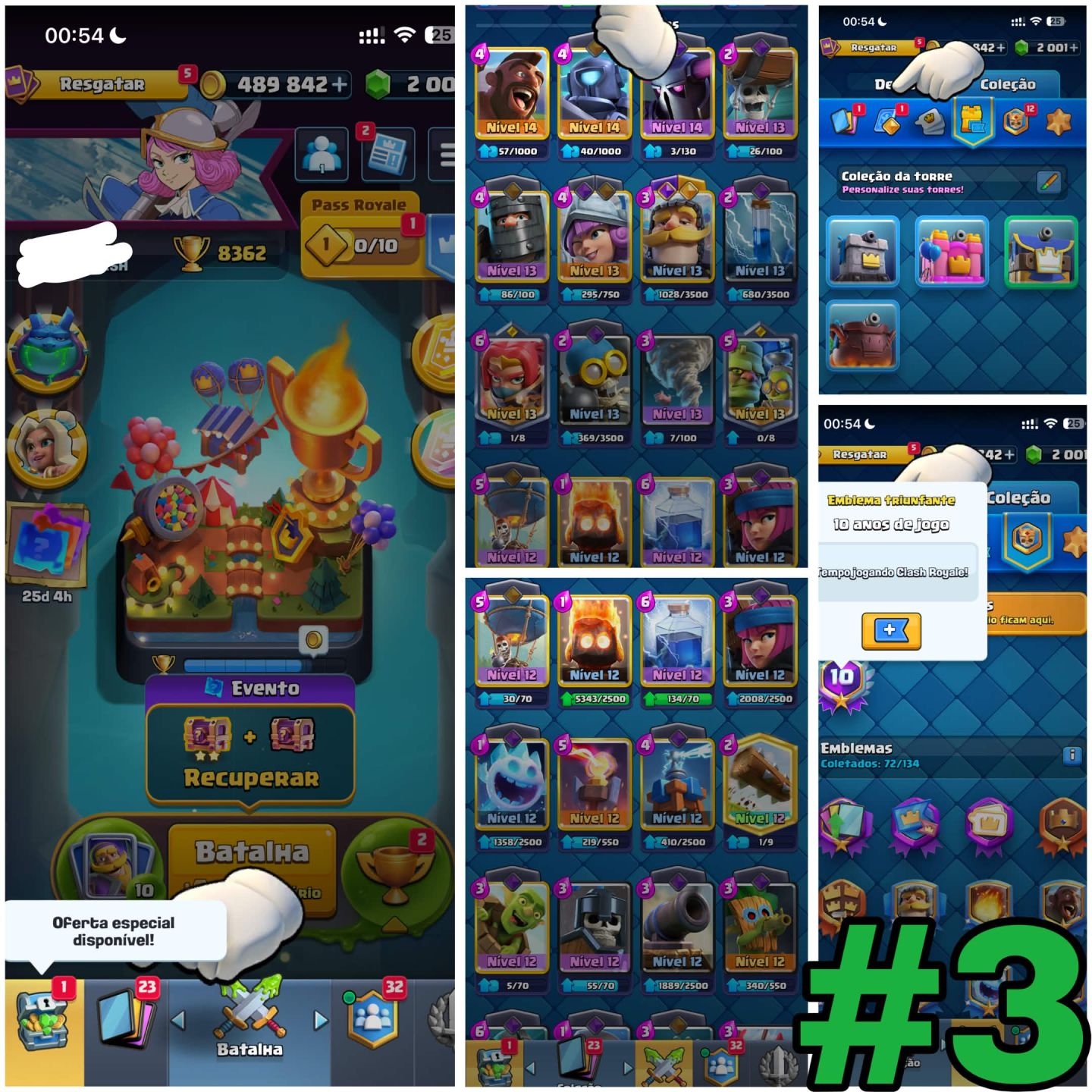 95% DE DESCONTO, CONTA CLASH ROYALE, TODAS AS ARENAS, 10,11,12,13,14,15,16,ETC.