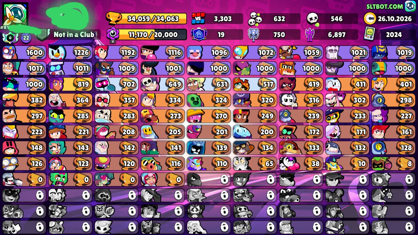 Conta Brawl Stars - 34k Troféus | 76 Brawlers | 256 Skins |