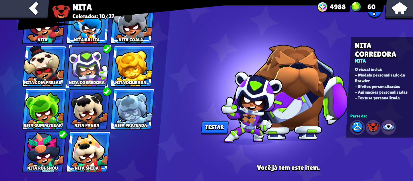 CONTA BRAWL STARS GEMADA COM VÁRIAS SKINS VALIOSAS