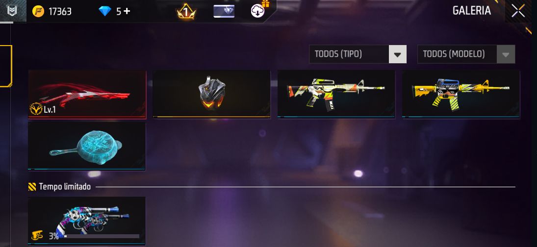 CONTA FF NÍVEL 1: M1014 SCORPION + 2 EMOTES NARUTO + CARRO LENDÁRIO