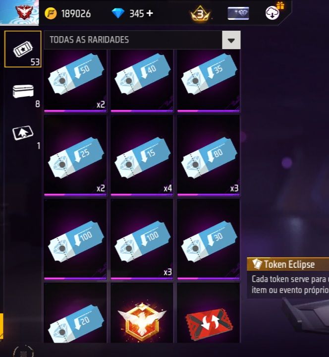 Conta de Free fire + 345 dimas