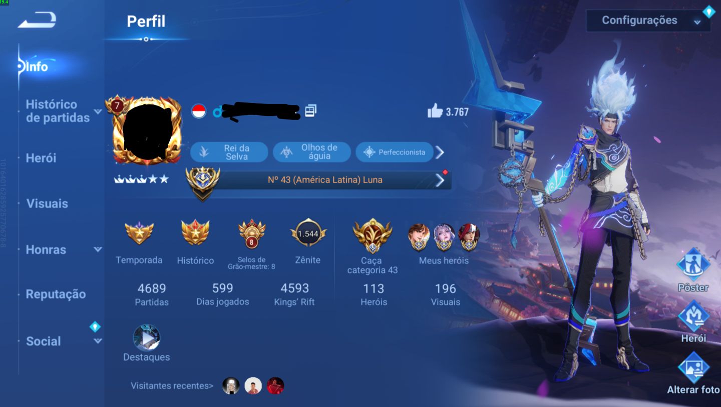 Minha conta honor of kings com skins extremamente raras