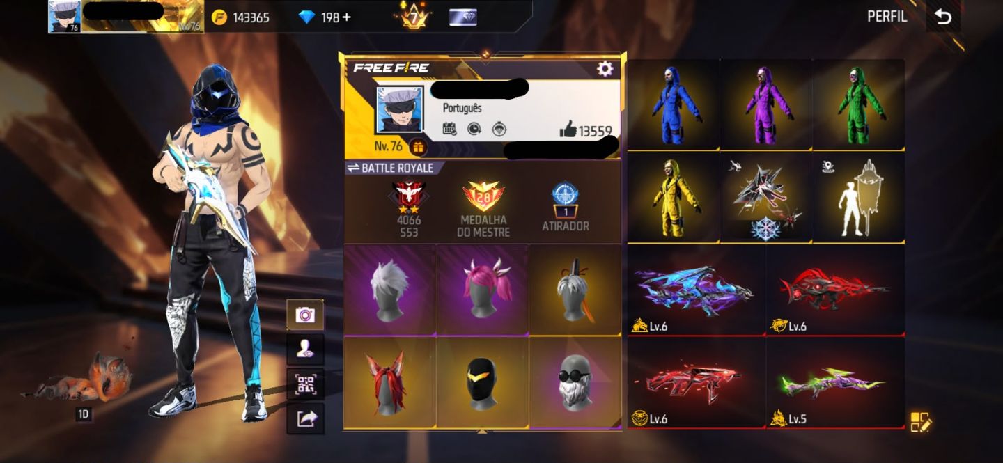 Conta free fire gemada com angelical barbinha punho bandeirao troca nick prime 7