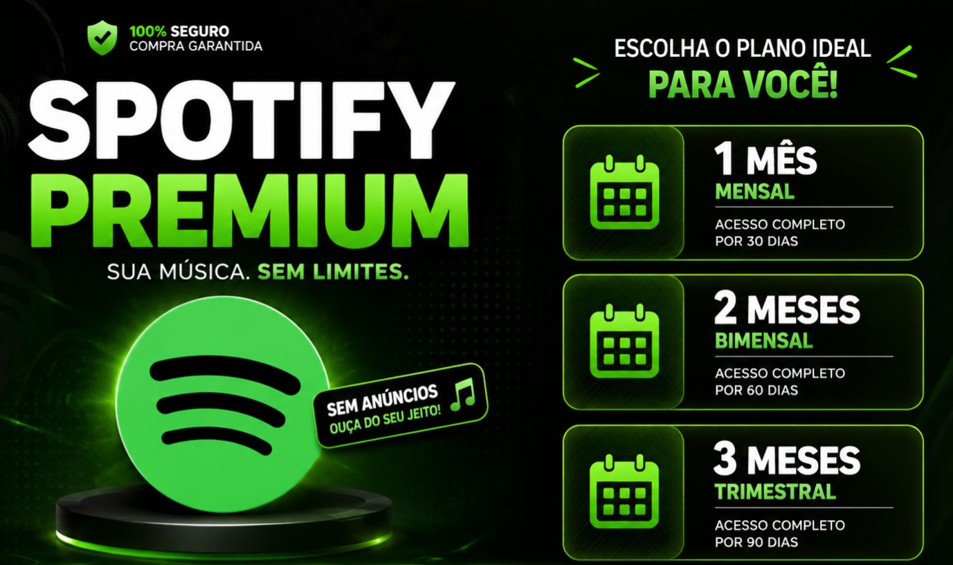 Conta Spotify Premium (SOMENTE SUA) | Mensal, bimensal e trimensal