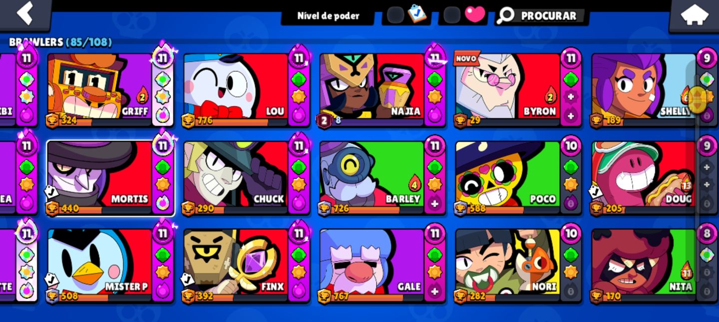 CONTA BRAWL STARS - 21.782 Troféus | 85 Brawlers | 6 Skins Lendárias | 3 Hiperca