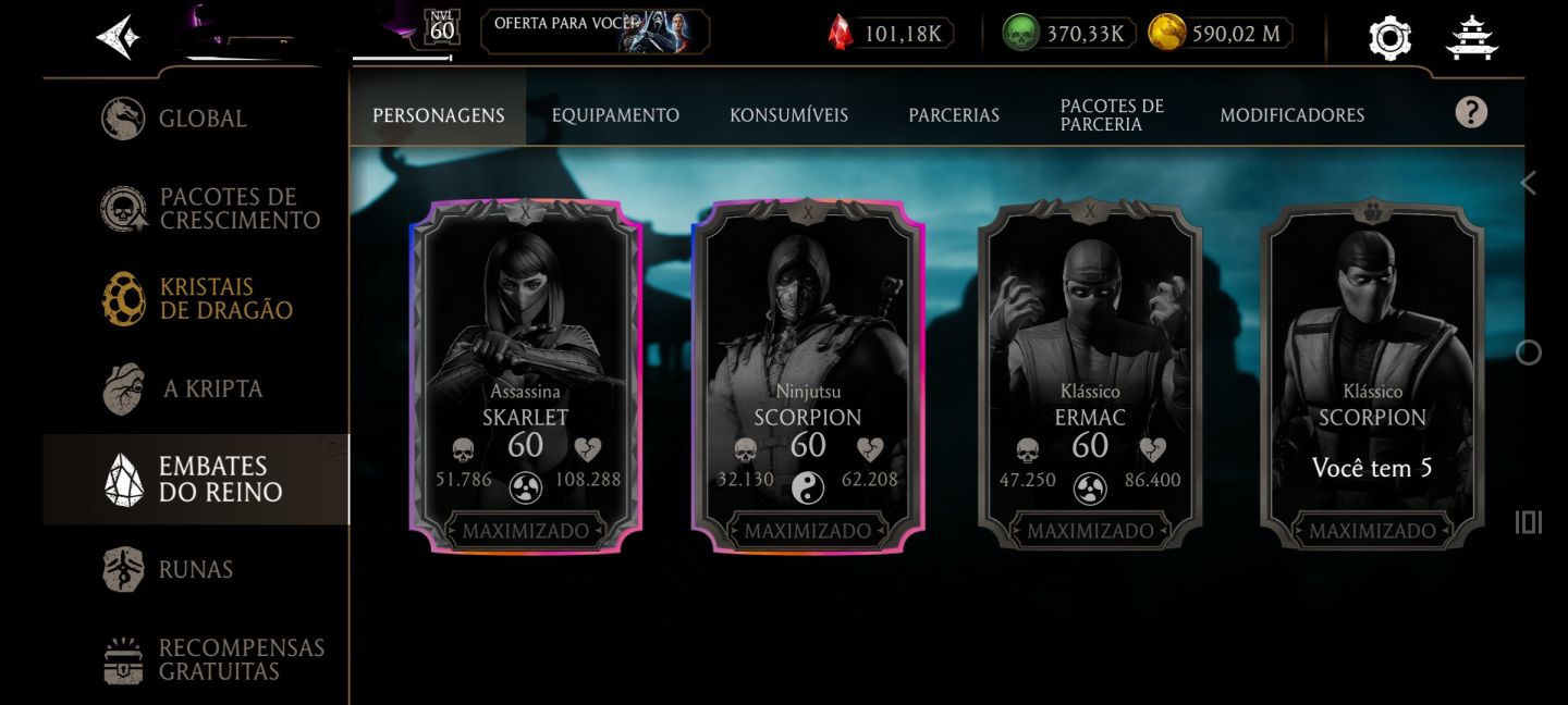 CONTA MK MOBILE END-GAME | 370K ALMAS | 101K RUBIS | FULL FX: DIAMANTE+ÉPICOS