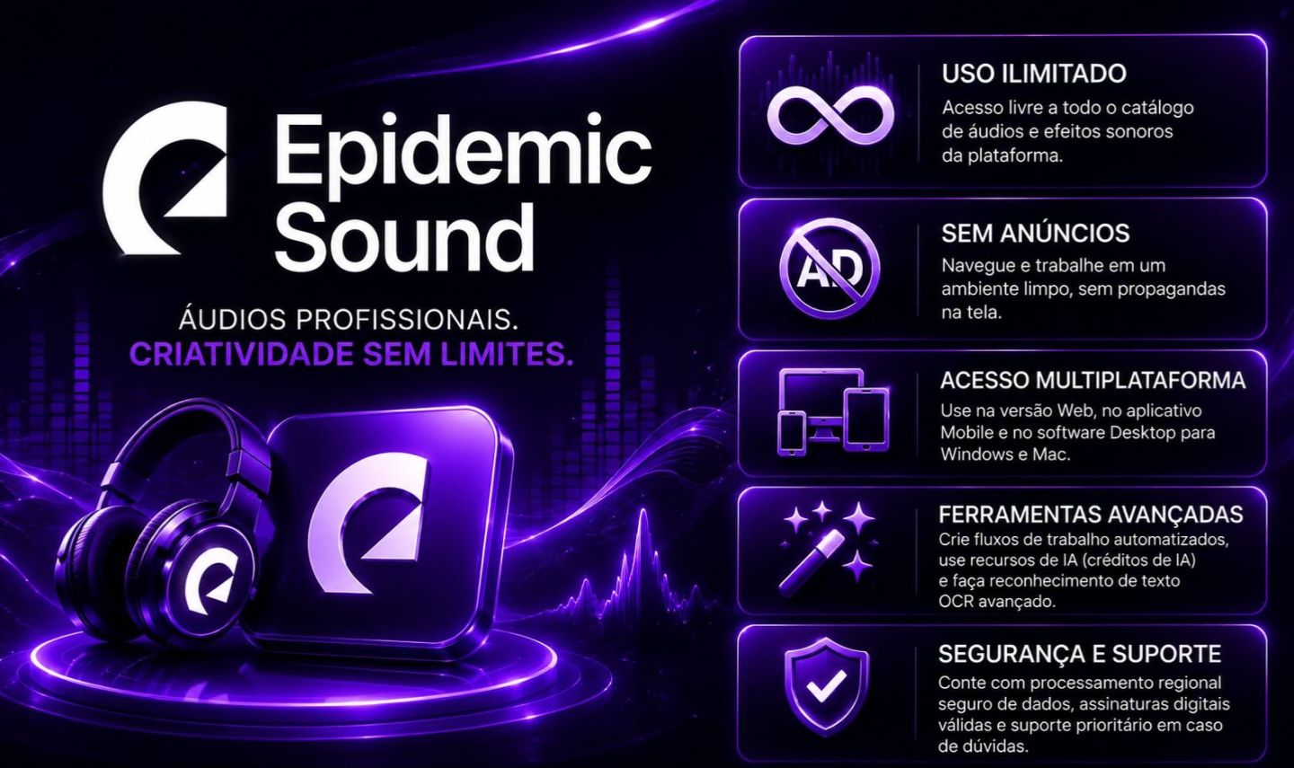 EPIDEMIC SOUND - TENHA MÚSICAS LIVRE DE DIREITOS (30 DIAS)