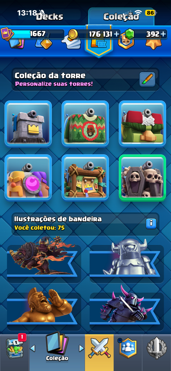 CONTA CLASH ROYALE LEVEL 15 - 10529 TROFEUS - DECK LOGBAIT MAXIMIZADO LEVEL 16